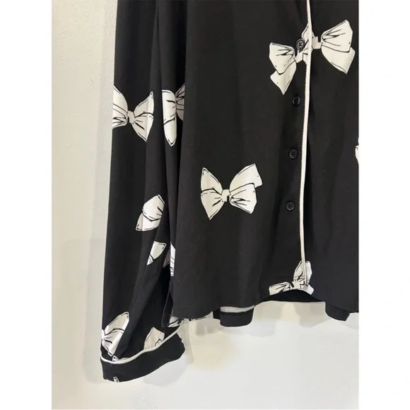 Kate Spade Bow Pajama Top Black Top XL - Picture 6 of 8